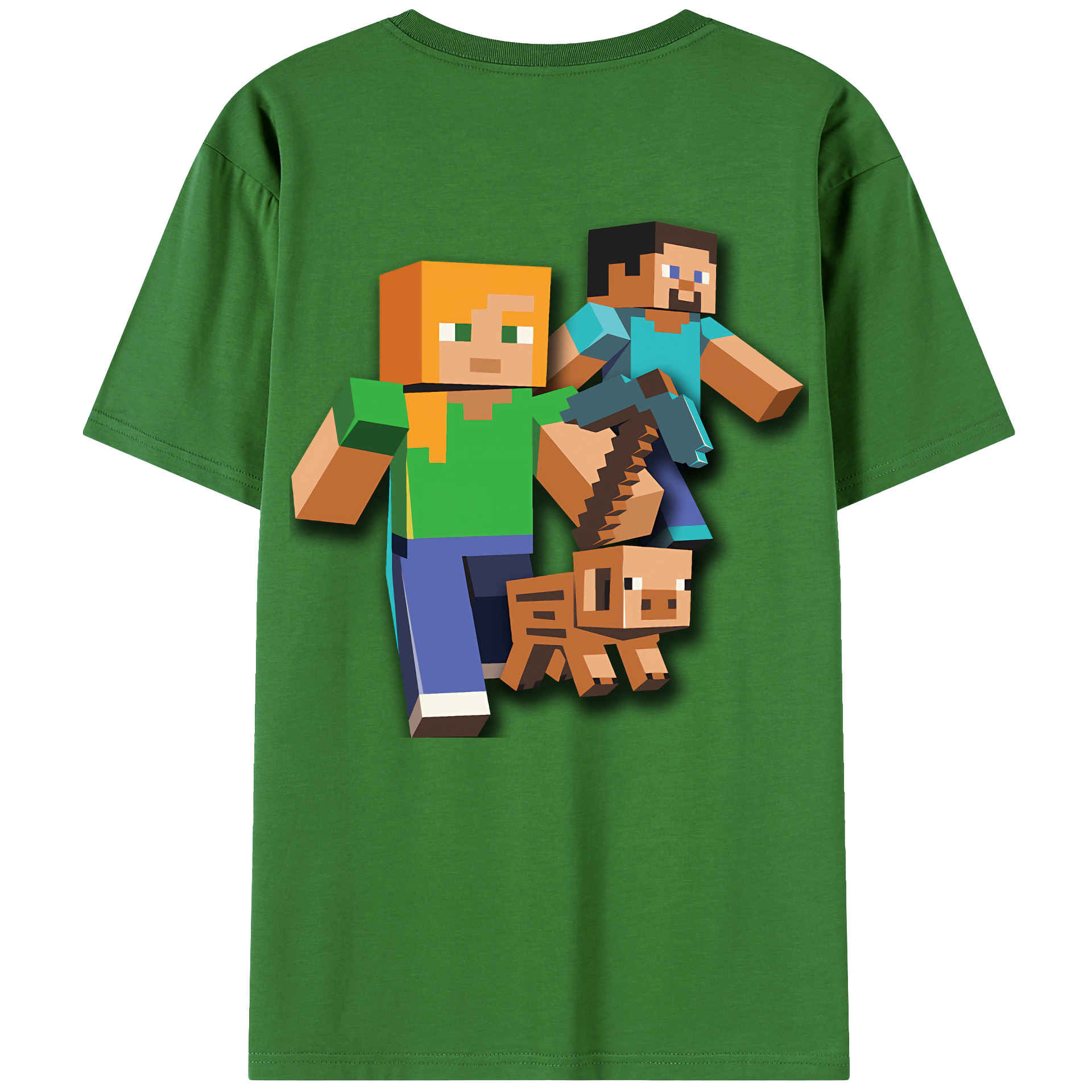 （画像用） マインクラフト ブロックの世界 Minecraft MC Block world レディース半袖Tシャツ(バックプリント)